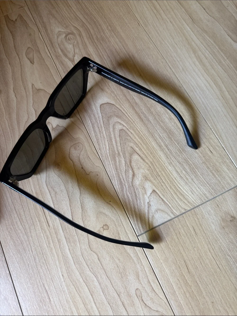 Charles & Keith Black Oversized Geometric Sunglasses with Case